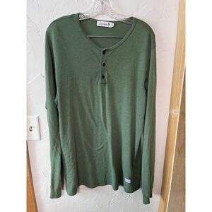 Kinetix Casual Luxury Mens Green Long Sleeve Henley Shirt Size Large